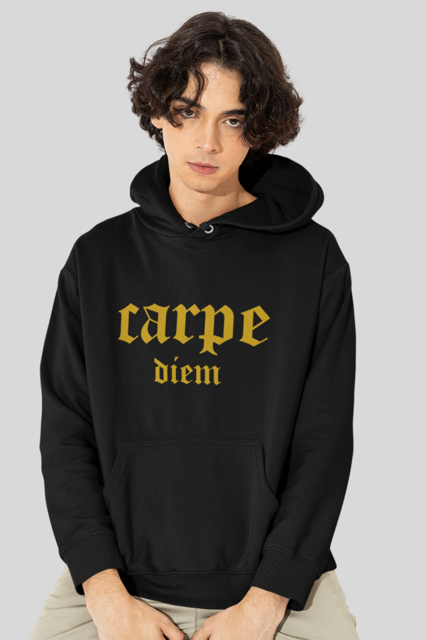 Carpe Diem Black & Gold Unisex Hoodie, Latin Phrase sweatshirt, seize the day old latin saying hoodie and sweatshirt, Black gold, Merchkart