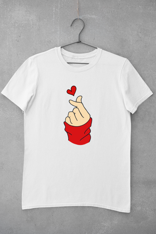Finger Heart White T-shirt - Kpop Love - Merchkart