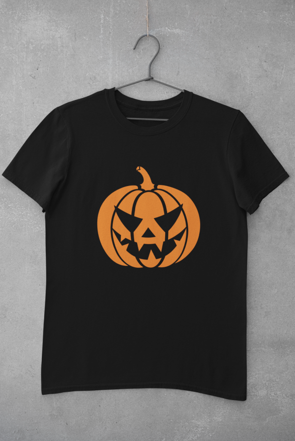 Black Halloween Orange Pumpkin Black Tshirt for Women