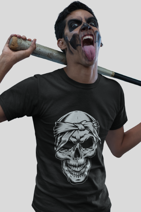 Black Halloween Sugar Skull Tshirt -  Merchkart